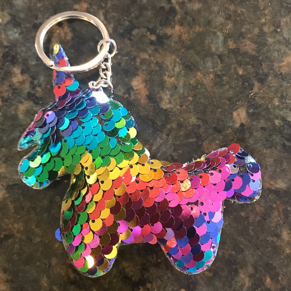 Mini Sequined Rainbow Unicorn Keychain